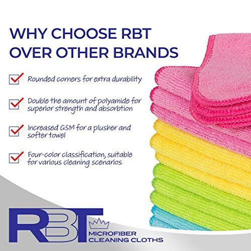 Microfiber Cleaning Cloths, 12 Pack Multi-Purpose Cleaning Towels, Lint Free Reusable Rags for Cleaning, Micro Fiber Wipe, Cloth for House, Kitchen, Glass - 6