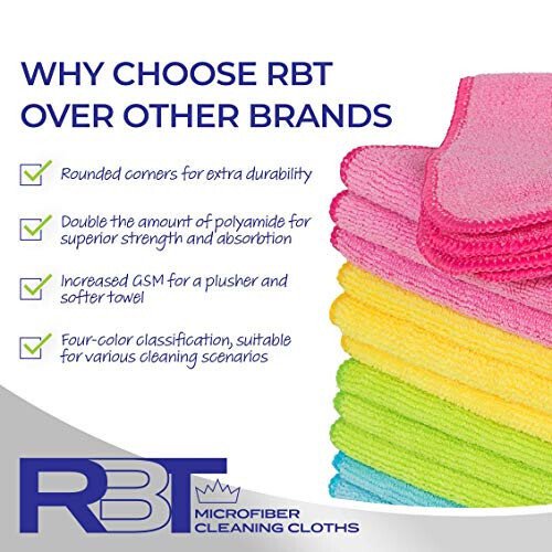 Microfiber Cleaning Cloths, 12 Pack Multi-Purpose Cleaning Towels, Lint Free Reusable Rags for Cleaning, Micro Fiber Wipe, Cloth for House, Kitchen, Glass - 7