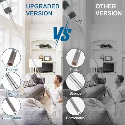 Microfiber Duster, 4PCS with Extension Pole(Stainless Steel) 30 to 100 Inches, Reusable Bendable Dusters, Washable Lightweight Dusters for Cleaning Ceiling Fan, High Ceiling, Blinds, Furniture, Cars - 2