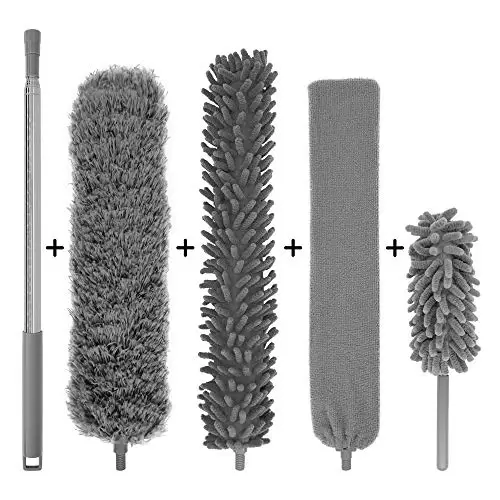 Mikrofiber tozalagich uzaytirgich bilan (30-100 dyuym) to'plam, 3 ta tozalovchi kallak va 1 ta mini-tozalagich (10-31 dyuym). Mebel, ship foni, o'rgimchak to'ri, avtomobillar, bo'shliq, divan orqasi, shiftlarni tozalash… - 1