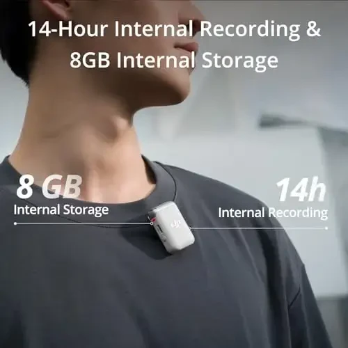 Микрофон DJI Mic 2 (жемчужно-белый), беспроводной микрофон с интеллектуальным шумоподавлением, 14-часовая внутренняя запись, 6-часовой аккумулятор, магнитное крепление, Bluetooth-микрофон, YouTube, влоги - 4