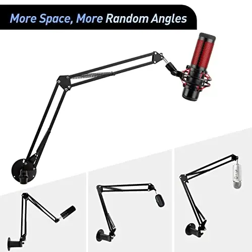 Microphone Wall Mount Boom Arm - Microphone Wall Mount for Mic holder，Horizontal Mounting Wall，Space Saving Desktop Metal Mic Stand Clamp by SUNMON - 2