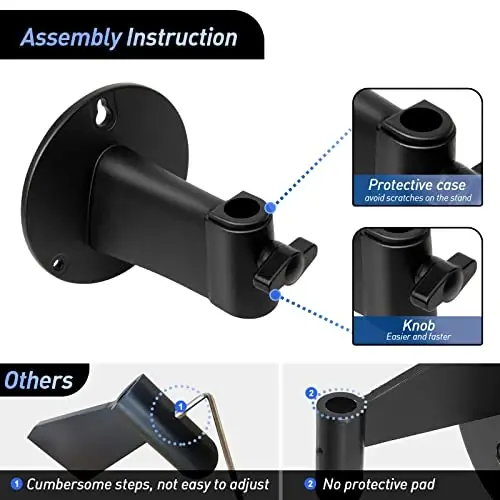 Microphone Wall Mount Boom Arm - Microphone Wall Mount for Mic holder，Horizontal Mounting Wall，Space Saving Desktop Metal Mic Stand Clamp by SUNMON - 4