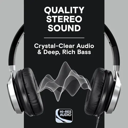 ARTIX CL750 Wired Headphones with Mic & Volume Control — Noise Isolating On-Ear Headphones for Computer and Laptop Wired, Plug in Corded Headphone with Wire (Foldable, Aux Jack 3.5mm) - 2