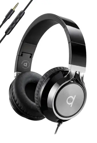 ARTIX CL750 Wired Headphones with Mic — Noise Isolating On-Ear Headphones for Computer and Laptop Wired, Plug in Corded Headphone with Wire (Foldable, Aux Jack 3.5mm) 