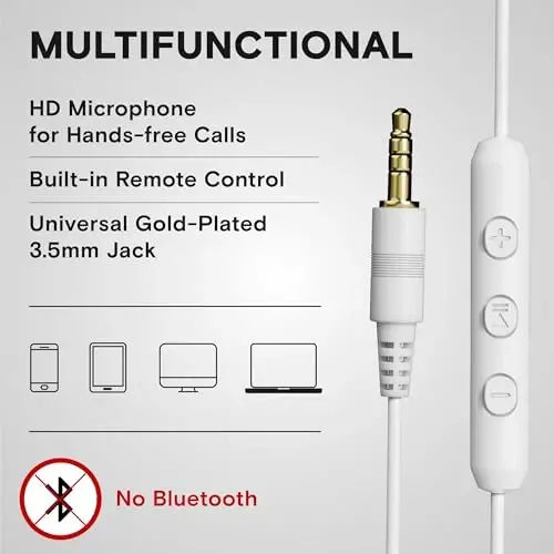 ARTIX CL750 Wired Headphones with Mic & Volume Control — Noise Isolating On-Ear Headphones for Computer and Laptop Wired, Plug in Corded Headphone with Wire (Foldable, Aux Jack 3.5mm) - 5