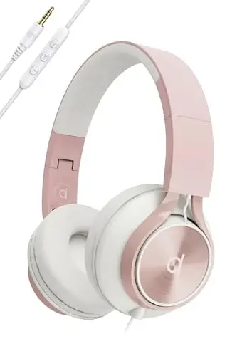 ARTIX CL750 Wired Headphones with Mic — Noise Isolating On-Ear Headphones for Computer and Laptop Wired, Plug in Corded Headphone with Wire (Foldable, Aux Jack 3.5mm) 