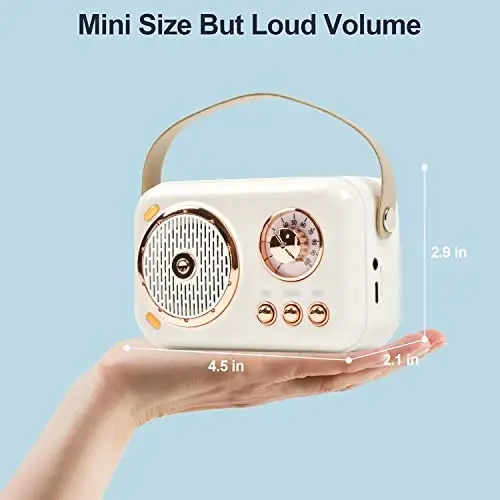 Mikrofonli portativ Bluetooth karnay, Uy karaoke mashinasi bilan retro Bluetooth karnay, Bolalar va kattalar uchun uy partiyasi va tug‘ilgan kun uchun qo‘lda karaoke mikrofonli karnay mashinasi (oq) - 2