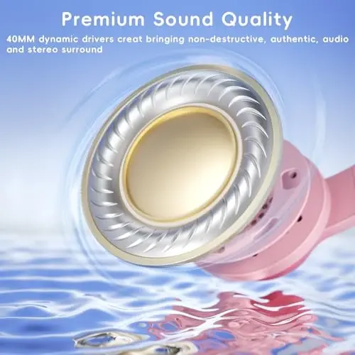 Candy Bila Kids Wired Headphones for Kids with Microphone, 85/94dB Volume Limiter Headphones for Girls Boys, Light Pink - 5