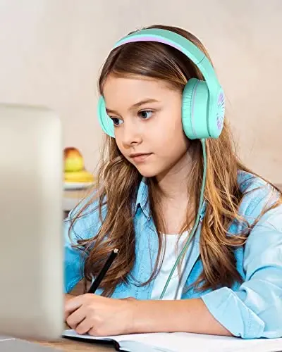 ELECDER i45 On-Ear Headphones with Microphone - Foldable Stereo Bass Headphones with No-Tangle 1.5M Cord, 3.5MM Jack, Portable Wired Headphones for School/Kids/Teens/Smartphones/Travel/Tablet - Green - 2