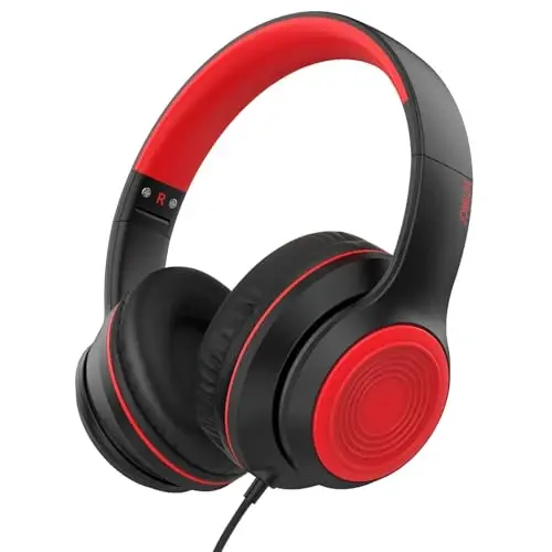 JOMILIN RORSOU R10 Over-Ear Headphones with Microphone, Lightweight Folding Stereo Bass Headset with 1.5M No-Tangle Cord, Portable Wired Headphones for Smartphone Tablet Computer MP3 / 4 (Black) - 1