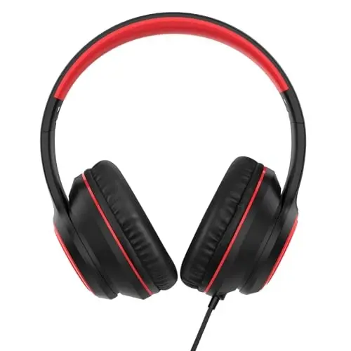 JOMILIN RORSOU R10 Over-Ear Headphones with Microphone, Lightweight Folding Stereo Bass Headset with 1.5M No-Tangle Cord, Portable Wired Headphones for Smartphone Tablet Computer MP3 / 4 (Black) - 2