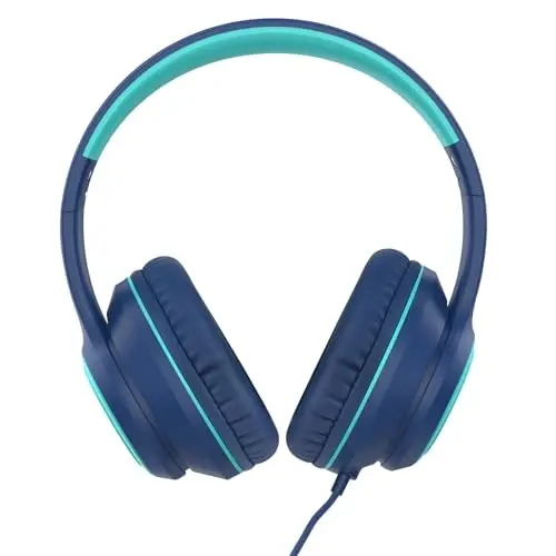 JOMILIN A8 Wired Over-Ear Headphones with Microphone, Lightweight Folding Portable Headset with 1.5M No-Tangle Cord, 3.5mm Plug in Headphones for Smartphone Tablet Computer MP3 / 4 (Blue) - 2