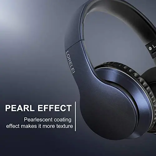 LORELEI X6 Over-Ear Headphones with Microphone, Lightweight Foldable & Portable Stereo Bass Headphones with 1.45M No-Tangle, Wired Headphones for Smartphone Tablet MP3 / 4 (Dark Blue) - LORELEI (1)