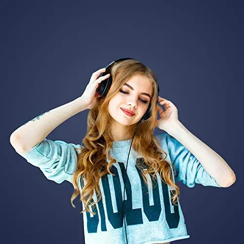 LORELEI X6 Over-Ear Headphones with Microphone, Lightweight Foldable & Portable Stereo Bass Headphones with 1.45M No-Tangle, Wired Headphones for Smartphone Tablet MP3 / 4 (Dark Blue) - 6