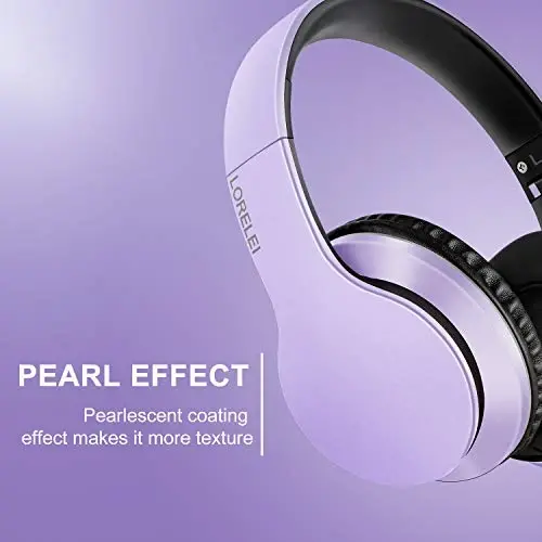 Lorelei X6 Over-Ear Headphones with Microphone, Purple-Black Lightweight Foldable & Portable Stereo Bass, Wired for Smartphone & Tablet, MP3 (1.45M No-Tangle) - LORELEI (1)
