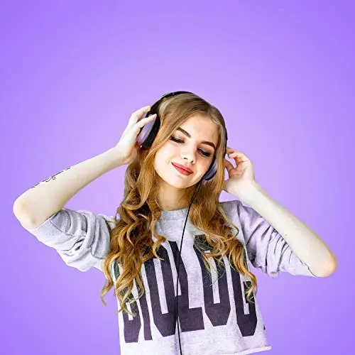 Lorelei X6 Over-Ear Headphones with Microphone, Purple-Black Lightweight Foldable & Portable Stereo Bass, Wired for Smartphone & Tablet, MP3 (1.45M No-Tangle) - 5