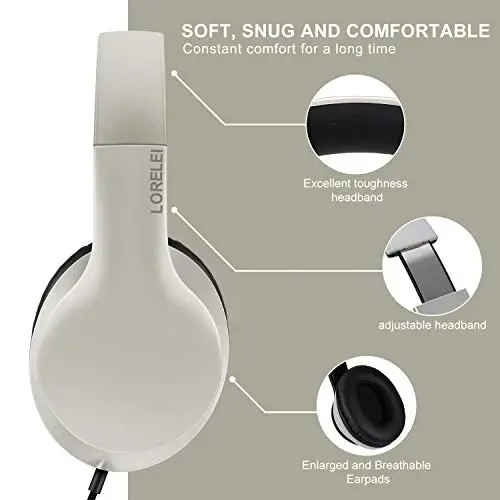 LORELEI X6 Over-Ear Headphones With Microphone, Lightweight Foldable & Portable Stereo Bass With 1.45M No-Tangle, Wired for Smartphone Tablet MP3/4 - LORELEI (1)