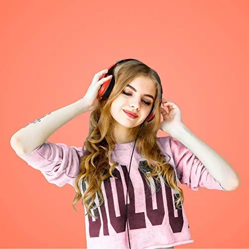 LORELEI X6 Over-Ear Headphones with Microphone, Lightweight Foldable & Portable Stereo Bass Headphones with 1.45M No-Tangle,Wired Headphones for Smartphone Tablet MP3 / 4 (Vitality Orange) - 6