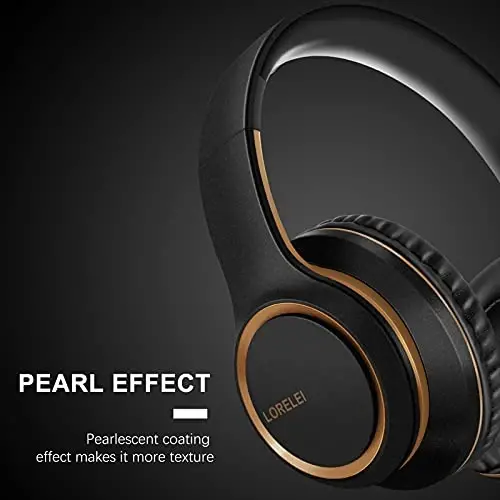 Lorelei X8 Over-Ear Wired Headphones with Microphone with 1.45m-Tangle-Free Nylon Line&3.5mm Plug,Lightweight Foldable & Portable Headphones for Smartphone,Tablet,Computer,Mp3/4(Black-Gold) - 4