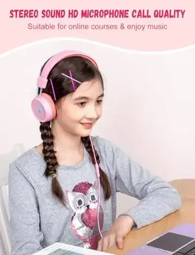 New Bee Kids Headphones for School with Microphone KH20 HD Stereo Safe Volume Limited 85dB/94dB Foldable Lightweight On-Ear Headphone for boy Mac/Android/Kindle/Tablet/Pad - 5