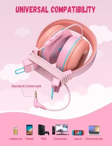 New bee Kids Headphones for School with Microphone KH20 HD Stereo Safe Volume Limited 85dB/94dB Foldable Lightweight On-Ear Headphone for boy Mac/Android/Kindle/Tablet/Pad - 4