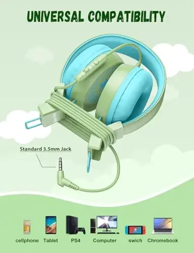 New Bee Kids Headphones for School with Microphone KH20 HD Stereo Safe Volume Limited 85dB/94dB Foldable Lightweight On-Ear Headphone for boy Mac/Android/Kindle/Tablet/Pad - 4