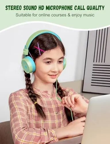 New bee Kids Headphones for School with Microphone KH20 HD Stereo Safe Volume Limited 85dB/94dB Foldable Lightweight On-Ear Headphone for boy Mac/Android/Kindle/Tablet/Pad - 5