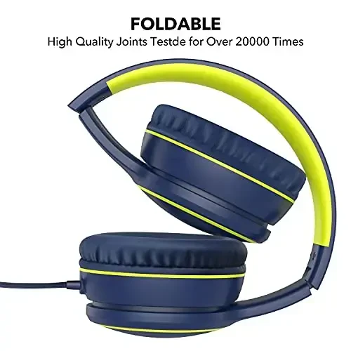 RORSOU R10 Over-Ear Headphones with Microphone, Lightweight Folding Stereo Bass Headset with 1.5M No-Tangle Cord, Portable Wired Headphones for Smartphone Tablet Computer MP3 / 4 (Blue) - 3