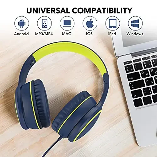 RORSOU R10 Over-Ear Headphones with Microphone, Lightweight Folding Stereo Bass Headset with 1.5M No-Tangle Cord, Portable Wired Headphones for Smartphone Tablet Computer MP3 / 4 (Blue) - 6