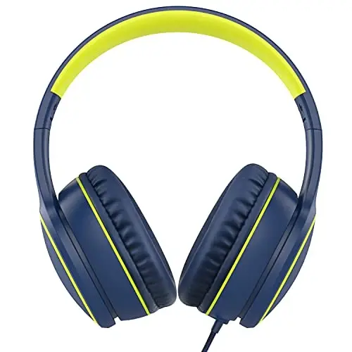 RORSOU R10 Over-Ear Headphones with Microphone, Lightweight Folding Stereo Bass Headset with 1.5M No-Tangle Cord, Portable Wired Headphones for Smartphone Tablet Computer MP3 / 4 (Blue) - 2