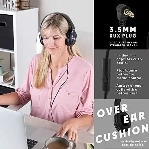 Sonitum Bulk Kids Headphones for School with Microphones - 5-Pack On-Ear 3.5mm Wired Headphones for Schools -Comfy Wired Kids Headphones with in-Line Mics – School Headphones for Kids - 2