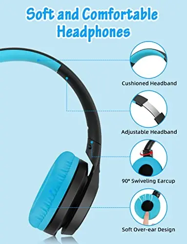 Voopwink Kids Headphones with Microphone, Wired Over Ear Headsets with Limited Volume 85dB/ 94dB for Boys Girls Teens Children Online School/Travel/iPad/Tablet/Cellphone - 5