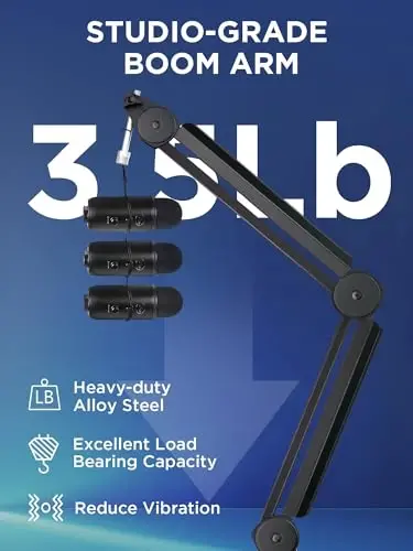 Микрофонная стойка с держателем кабеля InnoGear Mic Boom Arm для микрофонов Blue Yeti FIFINE AM8 K669B HyperX QuadCast S SoloCast AT2020 Shure SM7B MV7 и других - 3