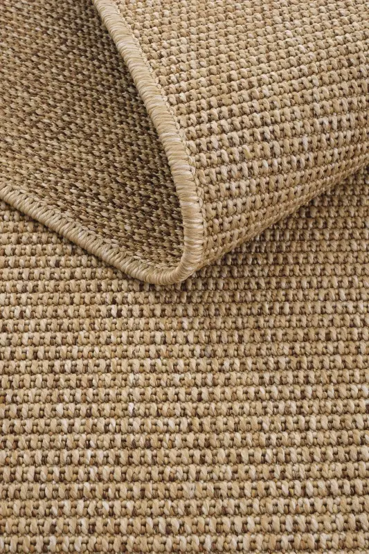 Milan 664 Beige Wicker Textured Rug Kilim Living Room Kitchen Corridor Cut Runner Woven Machine Carpet-Beige 1 - 8