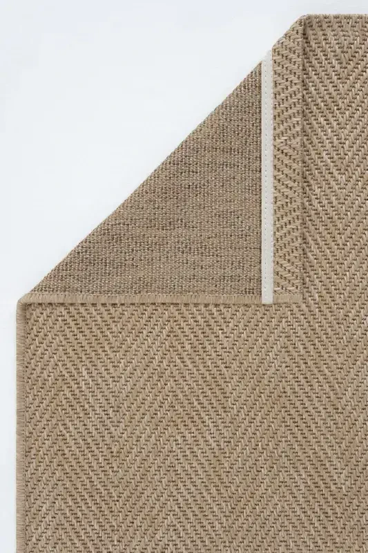 Milan 665 Beige Woven Textured Rug Kilim Living Room Kitchen Hallway Cut Runner Woven Machine Carpet-Beige - 4