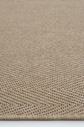 Milan 665 Beige Woven Textured Rug Kilim Living Room Kitchen Hallway Cut Runner Woven Machine Carpet-Beige - 6