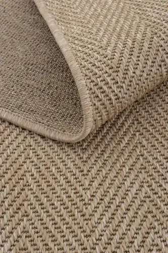 Milan 665 Beige Woven Textured Rug Kilim Living Room Kitchen Hallway Cut Runner Woven Machine Carpet-Beige - 7