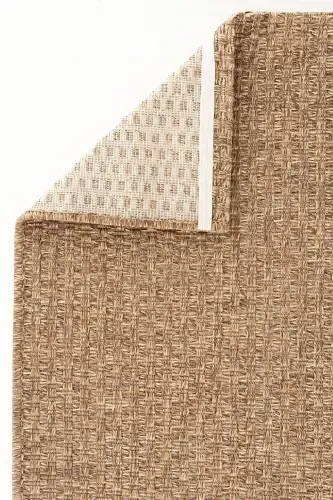 Milan 666 Coffee Rattan Textured Carpet Kilim Living Room Kitchen Corridor Cut Runner Woven Machine Carpet-Coffee - 6