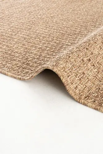 Milan 666 Coffee Rattan Textured Carpet Kilim Living Room Kitchen Corridor Cut Runner Woven Machine Carpet-Coffee - 7