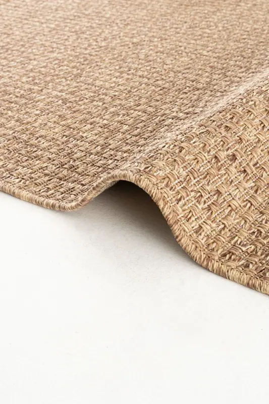 Milan 666 Coffee Rattan Textured Carpet Kilim Living Room Kitchen Corridor Cut Runner Woven Machine Carpet-Coffee - 7