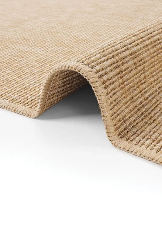 Milan Beige Wicker Look Bohemian Rustic Machine Woven Easy to Clean Cut Thin Living Room Bedroom Rug - Beige 35 - 6