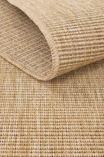 Milan Beige Wicker Look Bohemian Rustic Machine Woven Easy to Clean Cut Thin Living Room Bedroom Rug - Beige 35 - 8