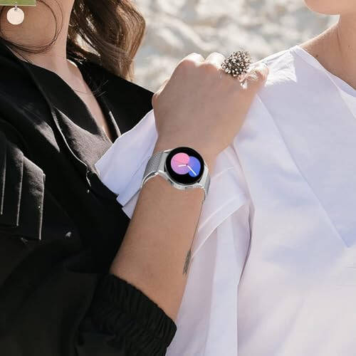 Milanese Bands for Samsung Galaxy Watch 4/5 Band 40mm 44mm/Classic 46mm 42mm Ayollar/Erkaklar, Samsung Galaxy Watch 5 Pro band 45mm uchun magnitli halqali tasma, 20mm bo'shliqsiz metall to'rli tasma to'qimasi - 5