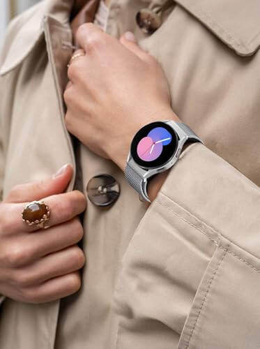 Milanese Bands for Samsung Galaxy Watch 4/5 Band 40mm 44mm/Classic 46mm 42mm Ayollar/Erkaklar, Samsung Galaxy Watch 5 Pro band 45mm uchun magnitli halqali tasma, 20mm bo'shliqsiz metall to'rli tasma to'qimasi - 4