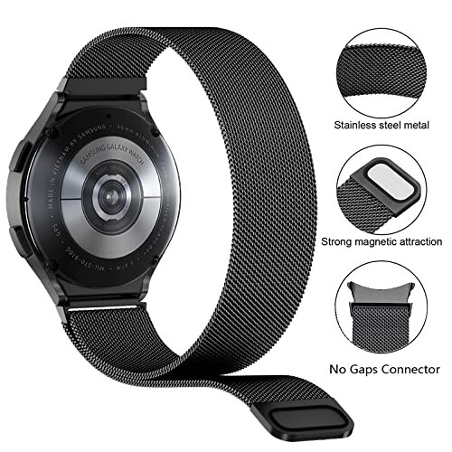 Milanese Bands for Samsung Galaxy Watch 6/5/4/7/FE Band 40mm 44mm/Classic 47mm 43mm 46mm 42mm Women/Men, Magnetic Loop Strap for Samsung Galaxy Watch 5 Pro band 45mm, No Gap Metal Mesh Correa Wristband - 3