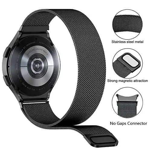 Milanese Bands for Samsung Galaxy Watch 7/6/5/4/FE Band 40mm 44mm/Classic 47mm 43mm 46mm 42mm Women/Men,Magnetic Loop Strap for Samsung Galaxy Watch 5 Pro Band 45mm,No Gap Metal Mesh Correa Wristband - 3