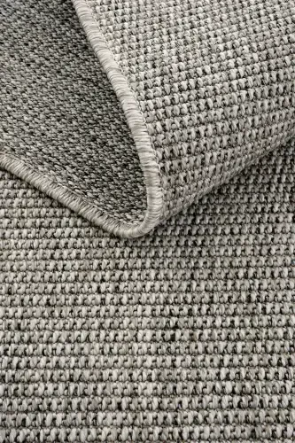 Milano 664 Grey Wicker Textured Rug Carpet Living Room Kitchen Corridor Cut Runner Woven Machine Carpet-Gray 2 - 1
