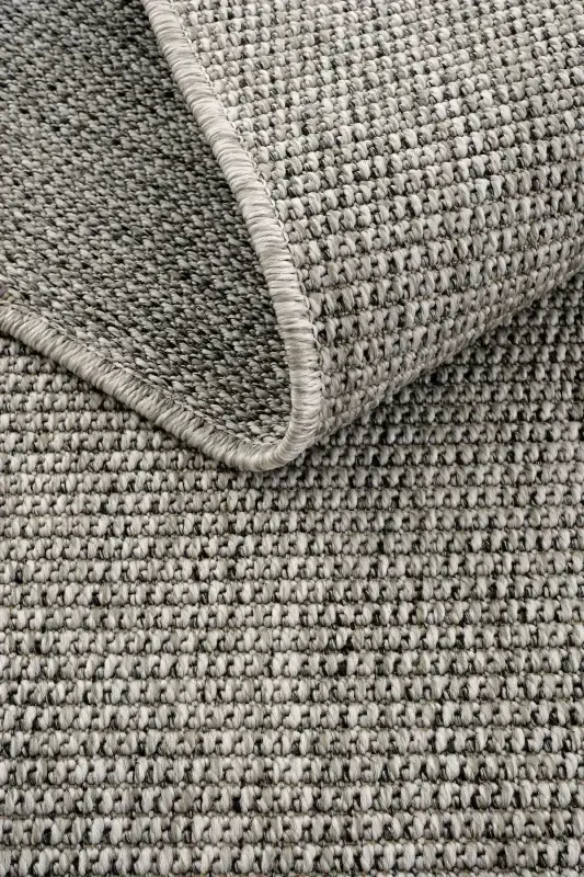 Milano 664 Grey Wicker Textured Rug Carpet Living Room Kitchen Corridor Cut Runner Woven Machine Carpet-Gray 2 - 1