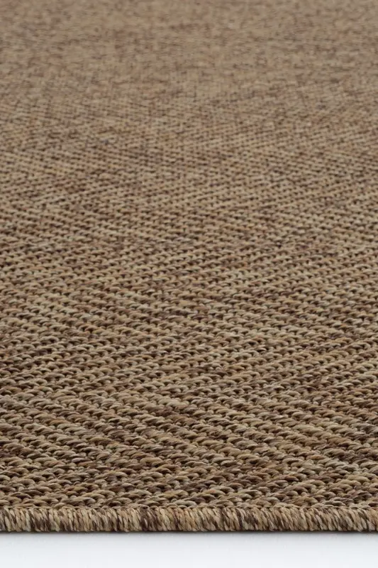 Milano 665 Coffee Wicker Textured Rug Kilim Living Room Kitchen Corridor Cut Runner Woven Machine Carpet-Coffee 3 - 4